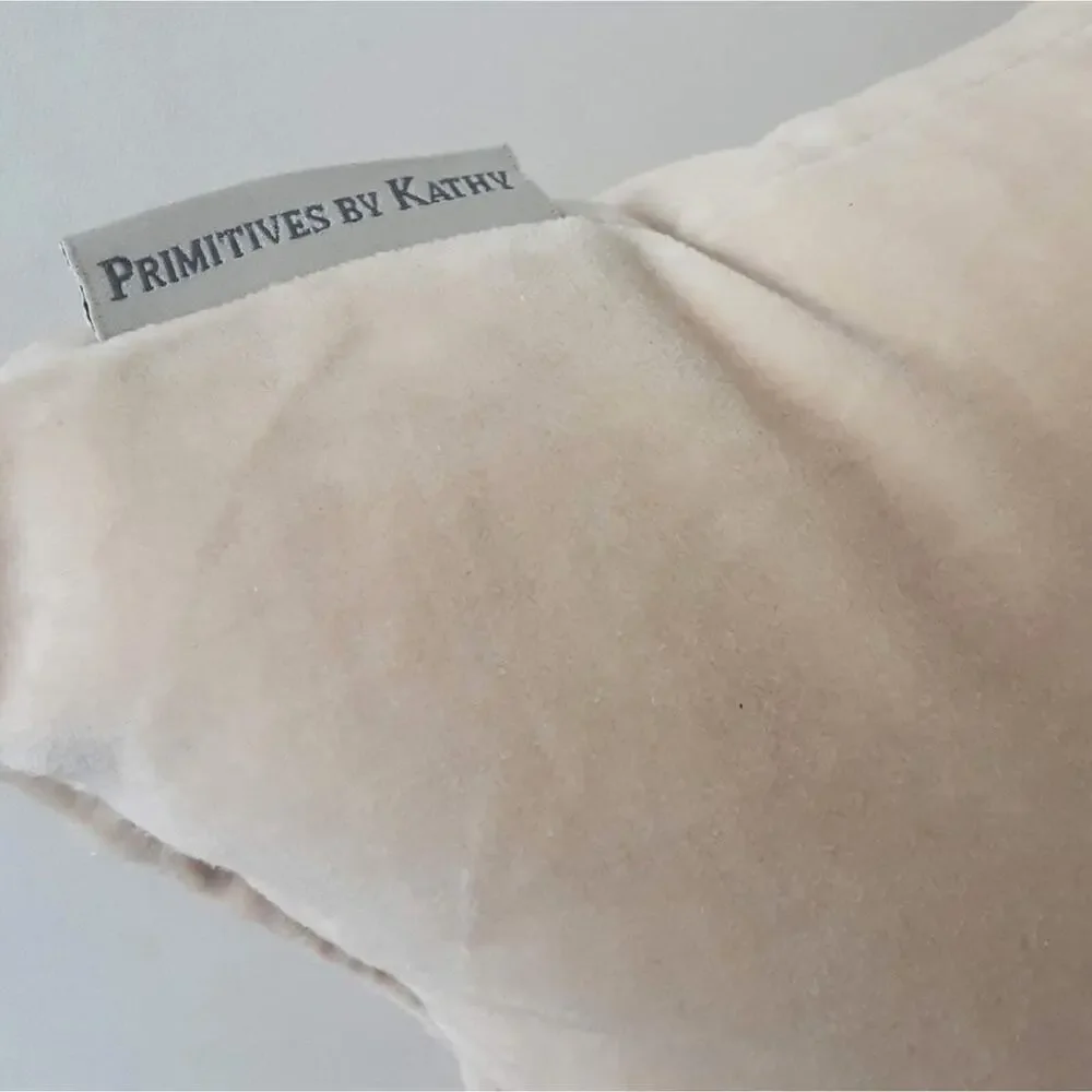Primitives by Kathy GATHER Embroidered Creme Velvet 12x12 Square Throw Pillow